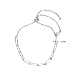 Pulsera Ajustable con Plaper Clip y Cadena Espuma Plata .925