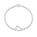 Pulsera Silueta de Corazon con Bolitas Lisas Plata .925 con Baño de Rodio