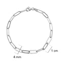 Pulsera Paper Clip Eslabones Lisos 10mm Plata .925