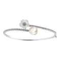 Brazalete Perla Natutral con Flor y Micro Circonias Plata .925