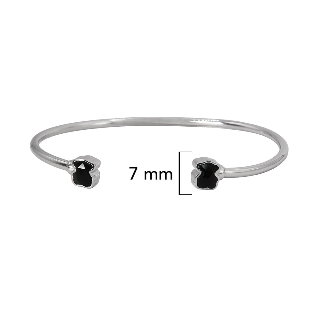 Brazalete Oso 1:1 Onix Facetado Plata .925 con Baño de Rodio