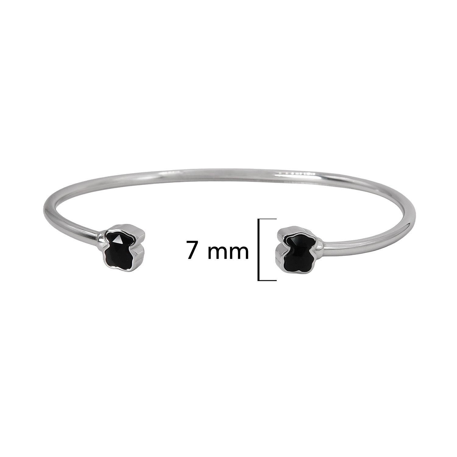 Brazalete Oso 1:1 Onix Facetado Plata .925 con Baño de Rodio
