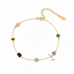 Pulsera Osos 1:1 Piedras Naturales Formas Ágata, Cuarzo Rosa, Amatista, Ónix Plata .925 con Baño de Oro 18 k