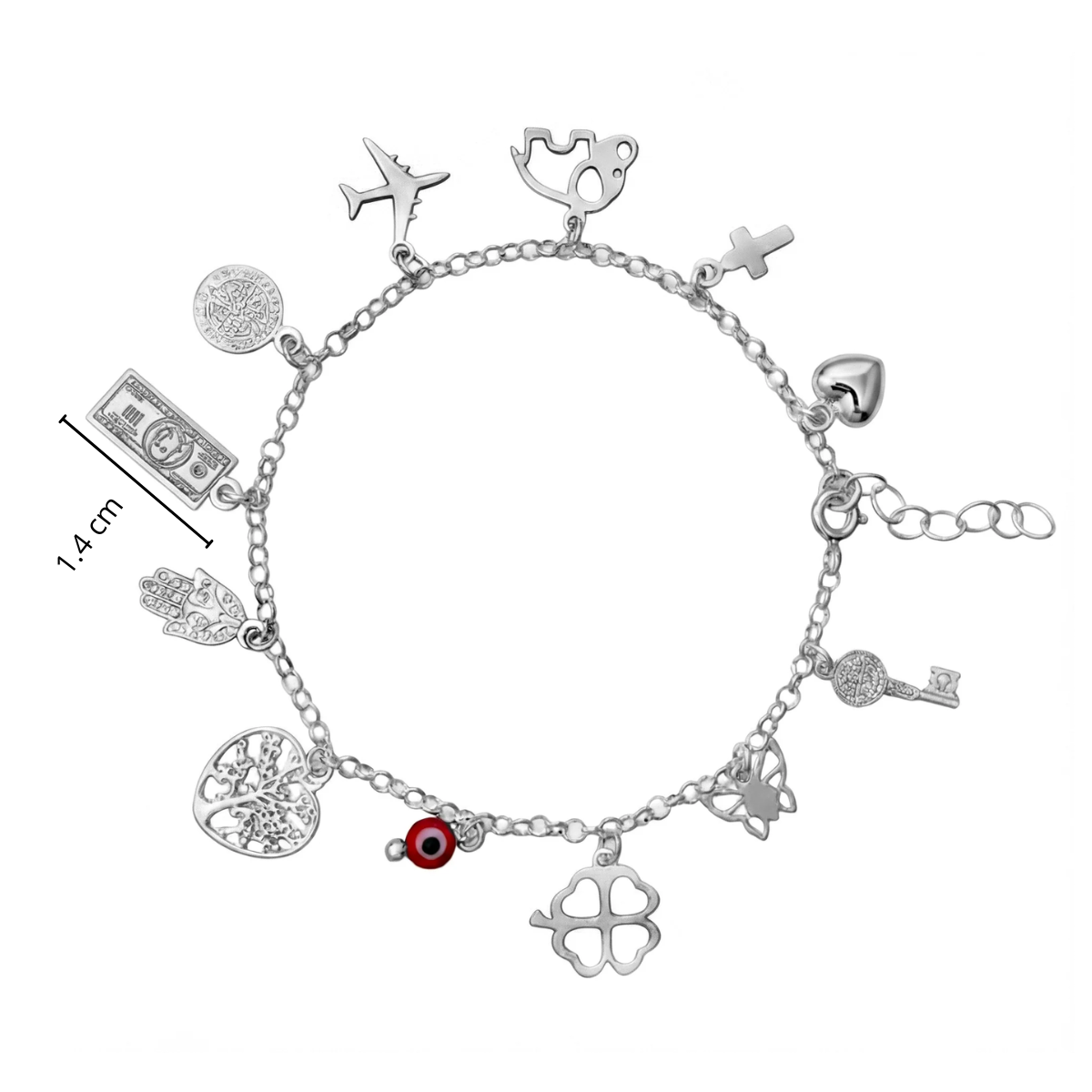 Pulsera Dijes de los 12 Deseos Plata .925