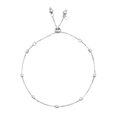 Pulsera Bolitas con Cadena Cubito Ajustable Plata .925