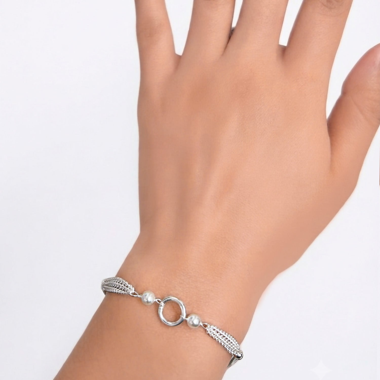 Pulsera Perla Natural con Cadena Cubana Plata .925