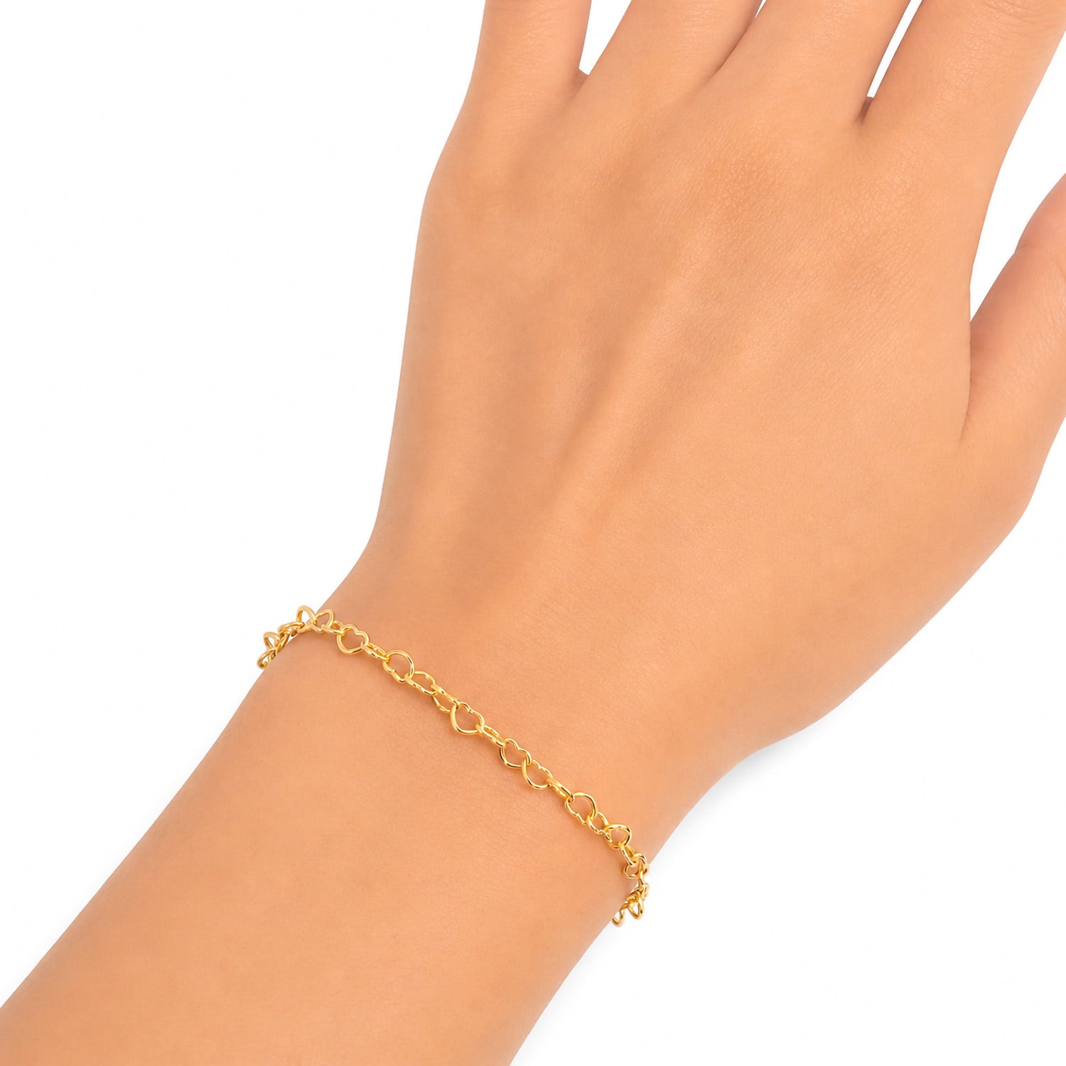 Pulsera Pan 1:1 Corazones Entrelazados con Extensión Plata .925 con Baño de Oro 18 k