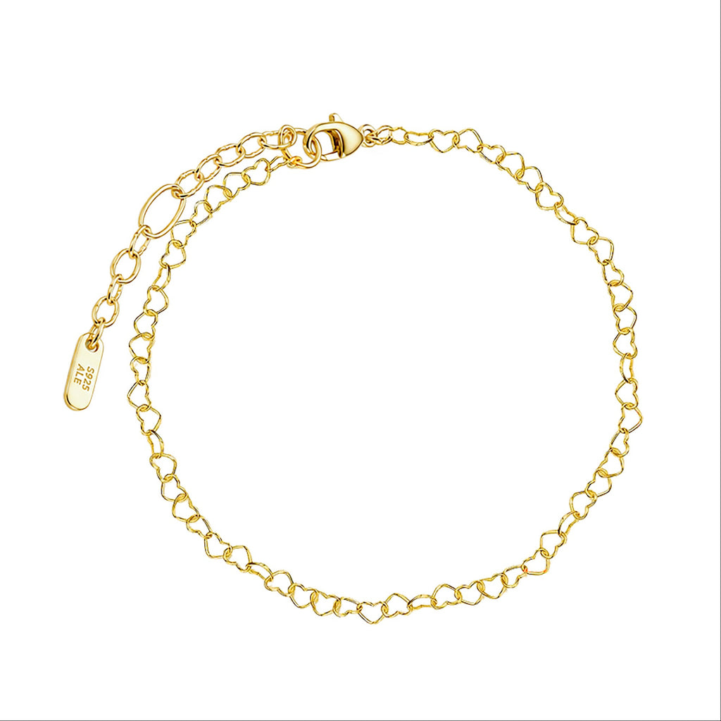Pulsera Pan 1:1 Corazones Entrelazados con Extensión Plata .925 con Baño de Oro 18 k
