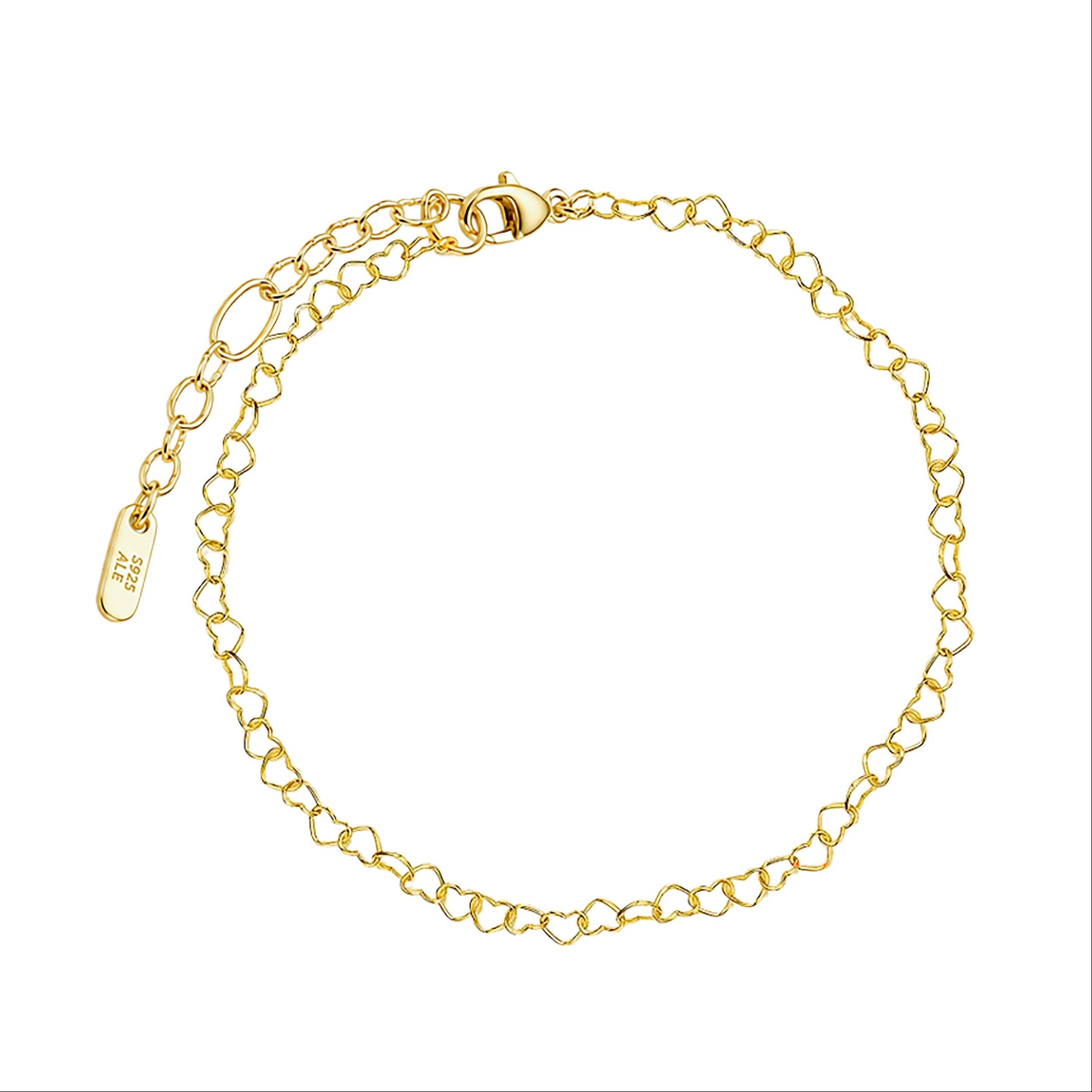 Pulsera Pan 1:1 Corazones Entrelazados con Extensión Plata .925 con Baño de Oro 18 k