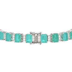 Pulsera Turmalina Turquesa Rectangulos con Circonias, Plata .925 con Rodio