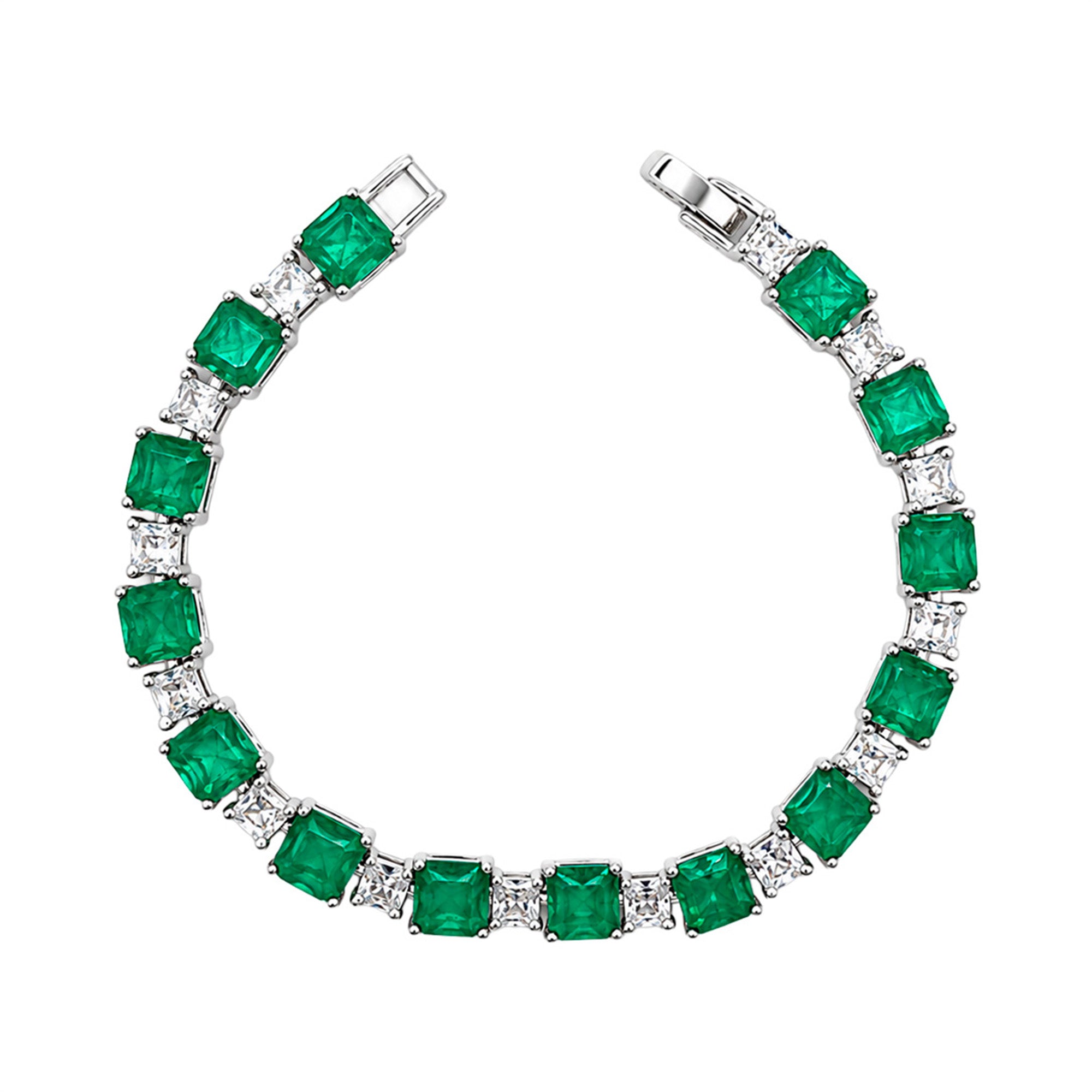 Pulsera Turmalina Cuadrada con Circonias Cuadradas, Plata .925 con Rodio