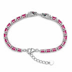 Pulsera Piedras Preciosas Jaguares Encontrados con Rubí y Extensión, Plata .925 con Baño de Rodio