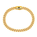 Pulsera Mónaco Chain Original Cubana Lisa 5mm 17 cm. Broche Liso Oro 14K