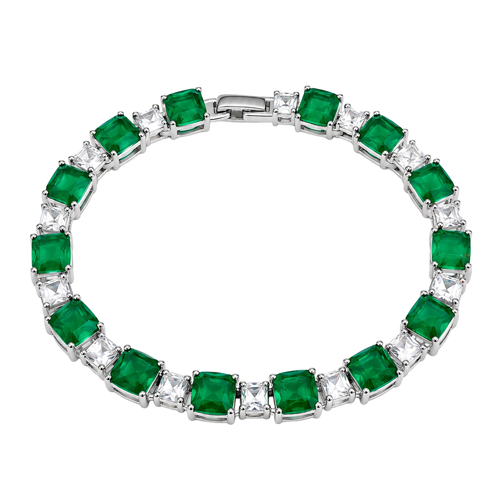 Pulsera Turmalina Cuadrada con Circonias Cuadradas, Plata .925 con Rodio