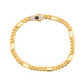 Pulsera Mónaco Chain Original Cubano con Eslabón Largo Liso, tipo Cartier 5mm, 18 cm. Broche Circonias. Oro 14k