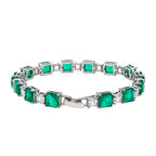 Pulsera Turmalina Cuadrada con Circonias Blancas Cuadradas, Plata .925 con Baño de Rodio
