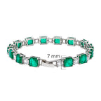Pulsera Turmalina Cuadrada con Circonias Blancas Cuadradas, Plata .925 con Baño de Rodio