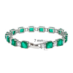 Pulsera Turmalina Paraiba Cuadrada con Circonias Cuadradas, Plata .925 con Rodio