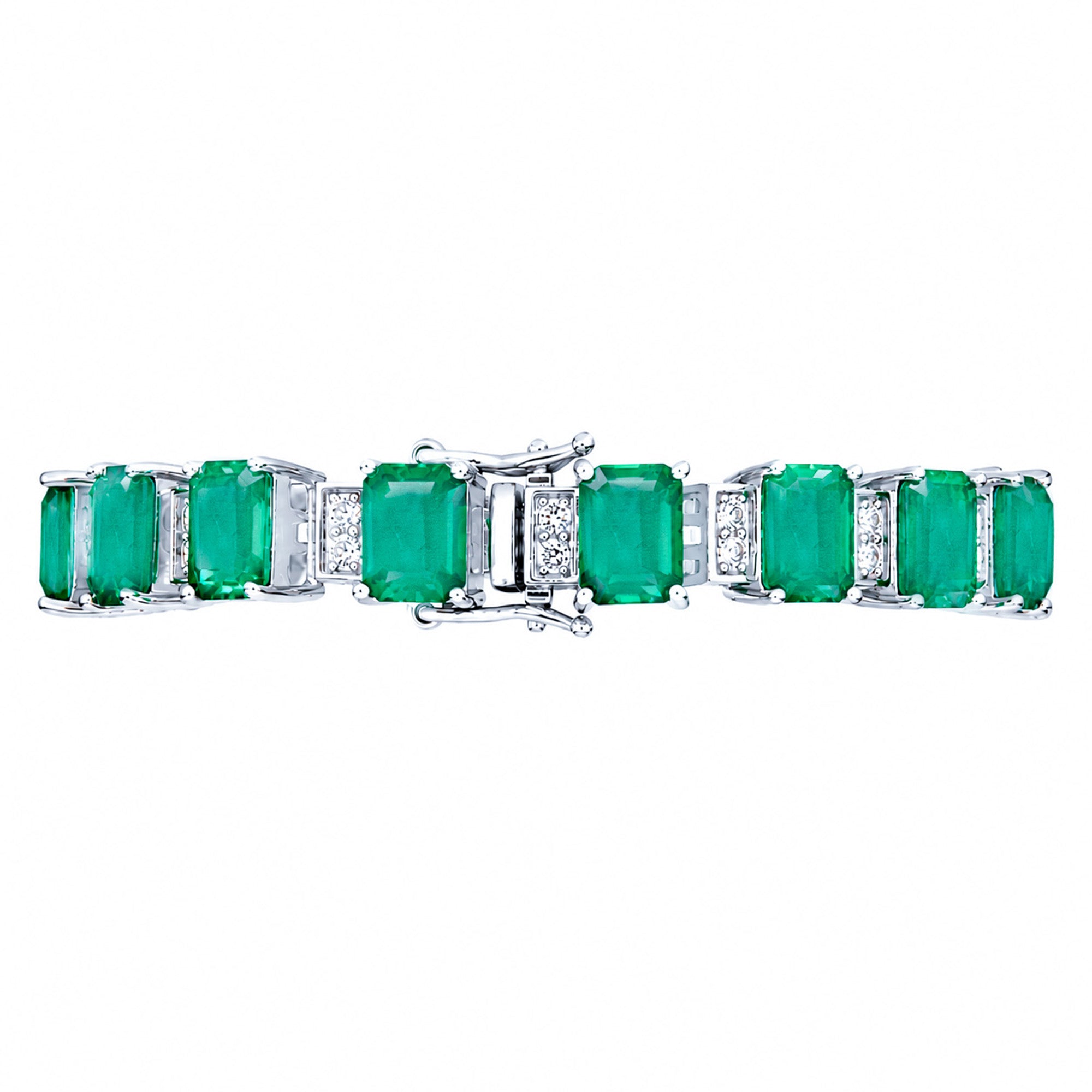 Pulsera Turmalina Paraiba Clásica Rectangulos con Circonias, Plata .925 con Rodio