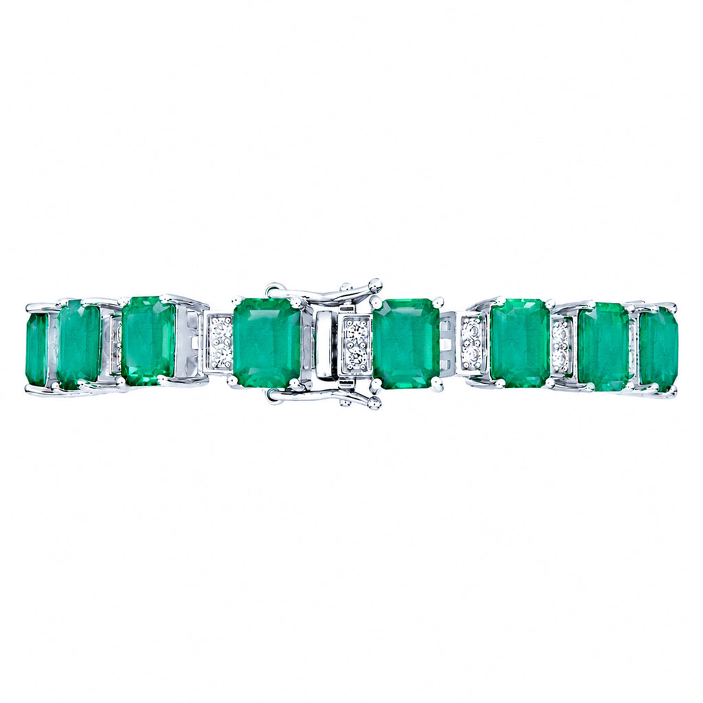 Pulsera Turmalina Rectangulos con Circonias Blancas, Plata .925 con Baño de Rodio