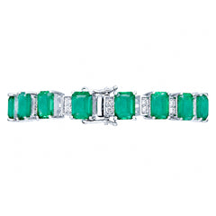 Pulsera Turmalina Paraiba Clásica Rectangulos con Circonias, Plata .925 con Rodio