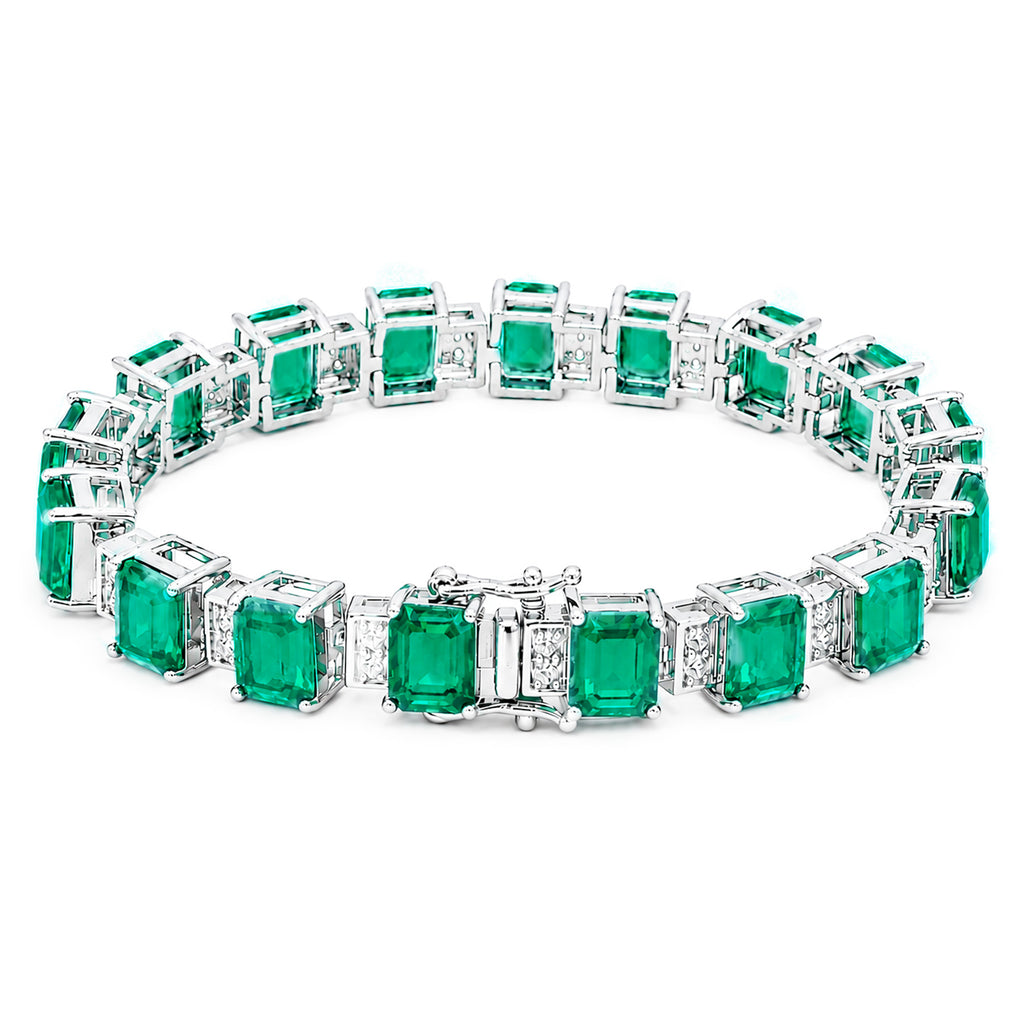 Pulsera Turmalina Rectangulos con Circonias Blancas, Plata .925 con Baño de Rodio