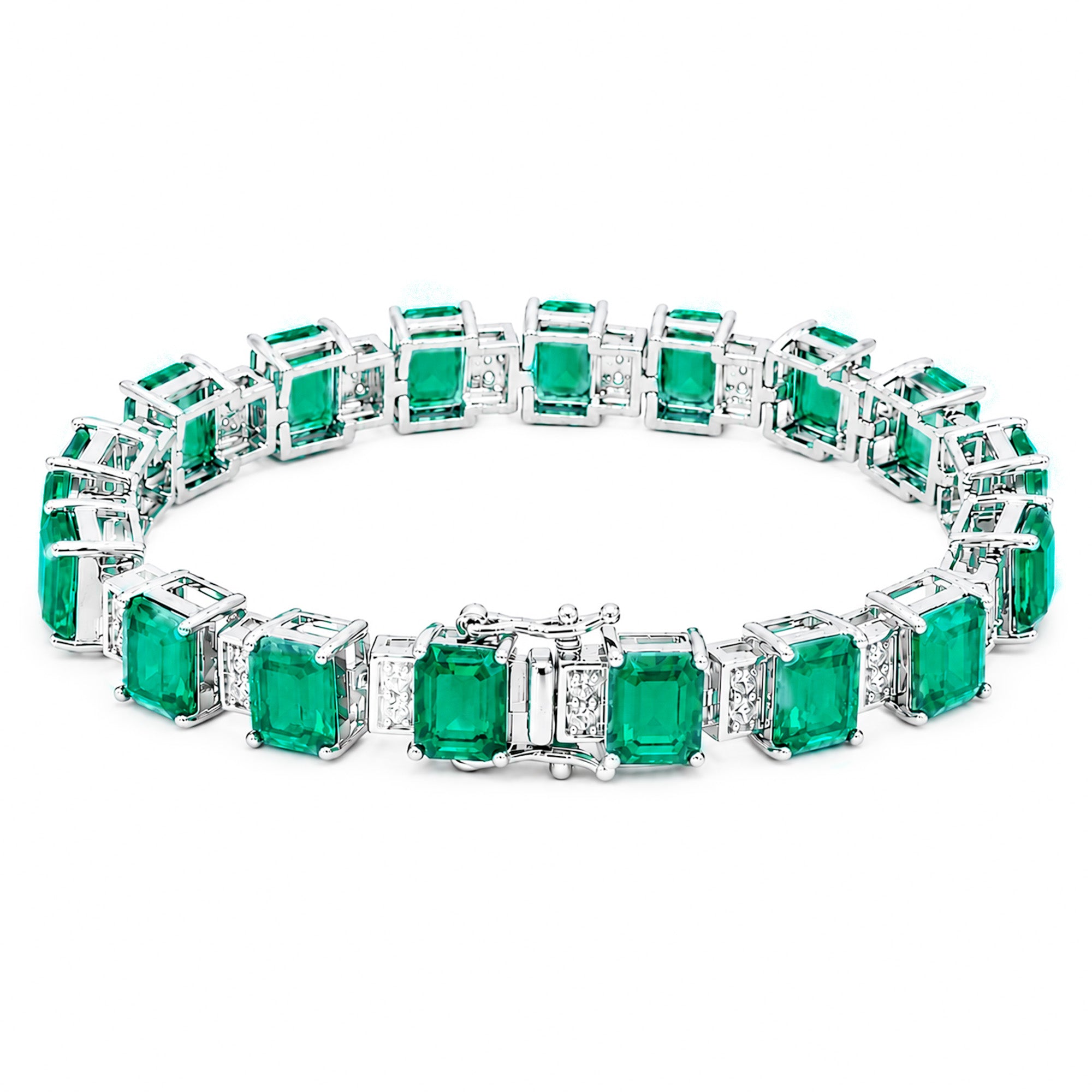 Pulsera Turmalina Rectangulos con Circonias Blancas, Plata .925 con Baño de Rodio