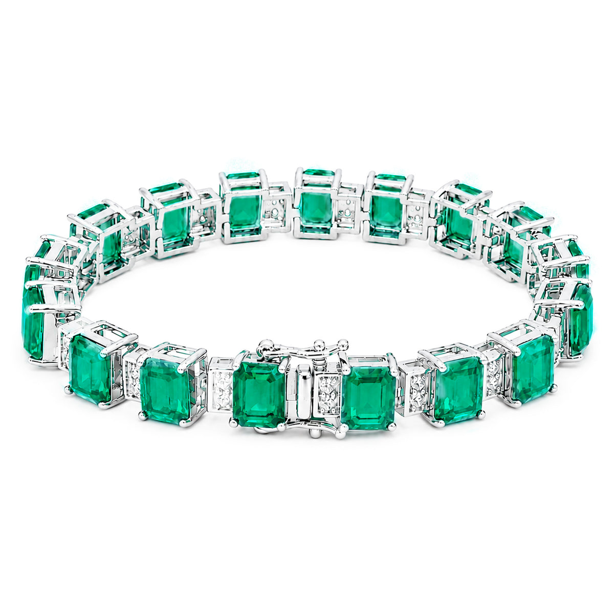Pulsera Turmalina Paraiba Clásica Rectangulos con Circonias, Plata .925 con Rodio