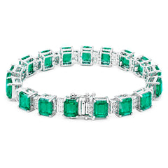 Pulsera Turmalina Paraiba Clásica Rectangulos con Circonias, Plata .925 con Rodio