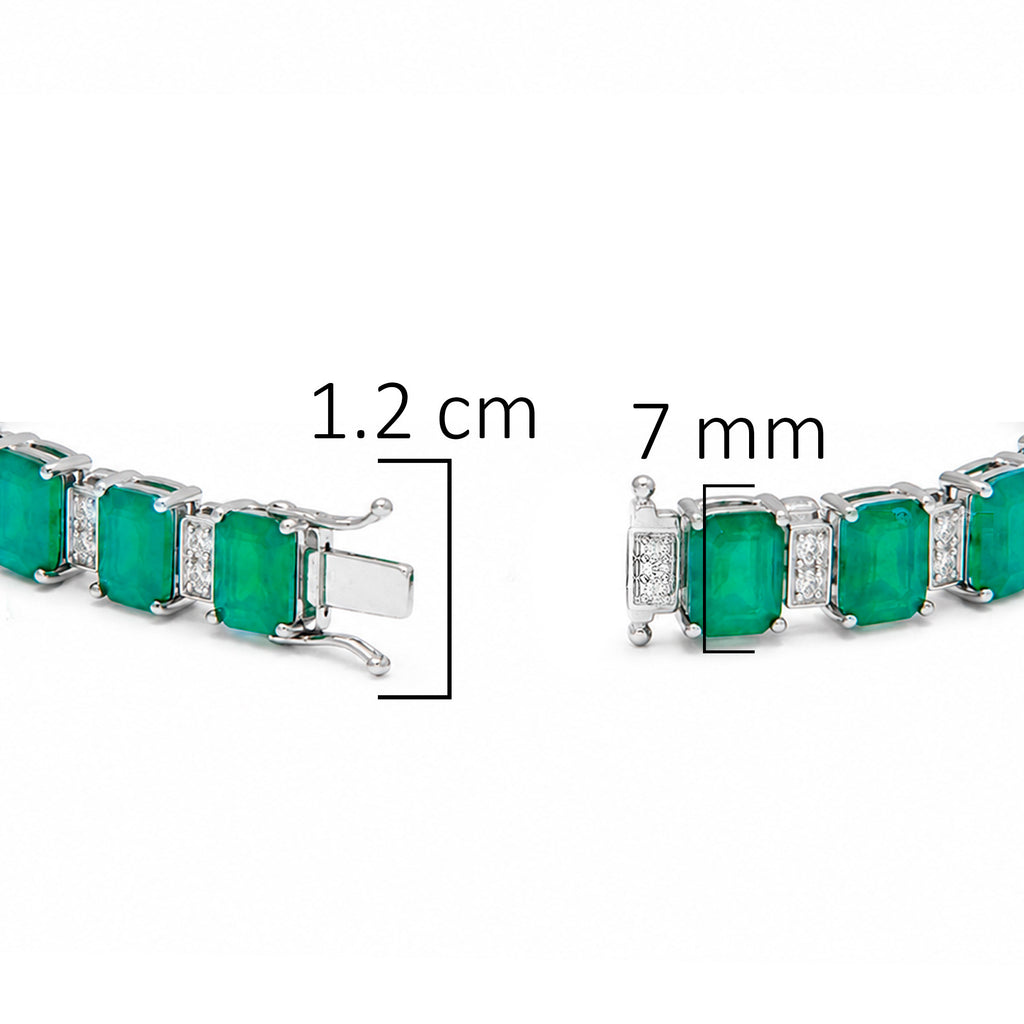 Pulsera Turmalina Rectangulos con Circonias Blancas, Plata .925 con Baño de Rodio