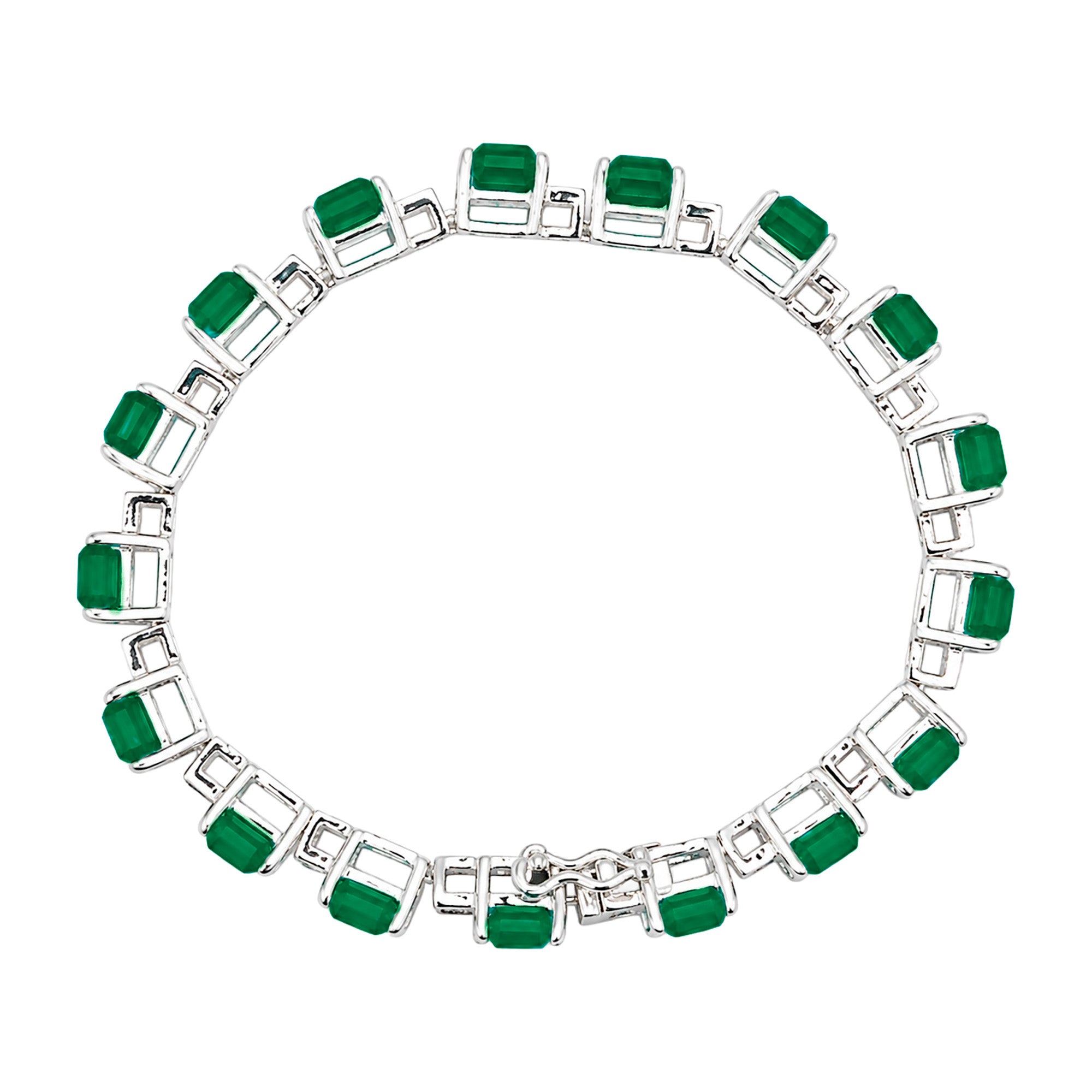 Pulsera Turmalina Paraiba Clásica Rectangulos con Circonias, Plata .925 con Rodio