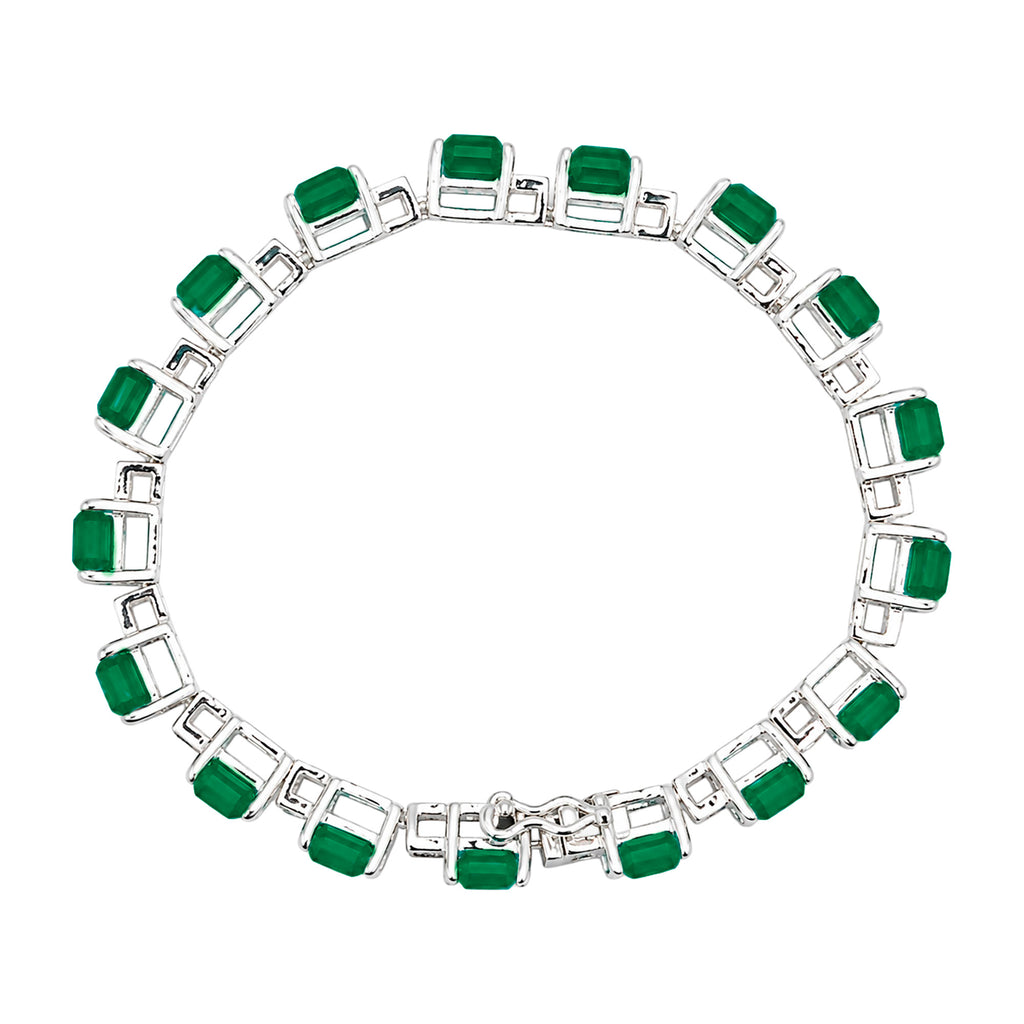 Pulsera Turmalina Rectangulos con Circonias Blancas, Plata .925 con Baño de Rodio