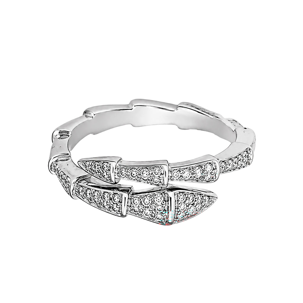 Juego Bvlg 1:1 Brazalete y Anillo Serpiente con Circonias Plata .925 con Baño de Rodio