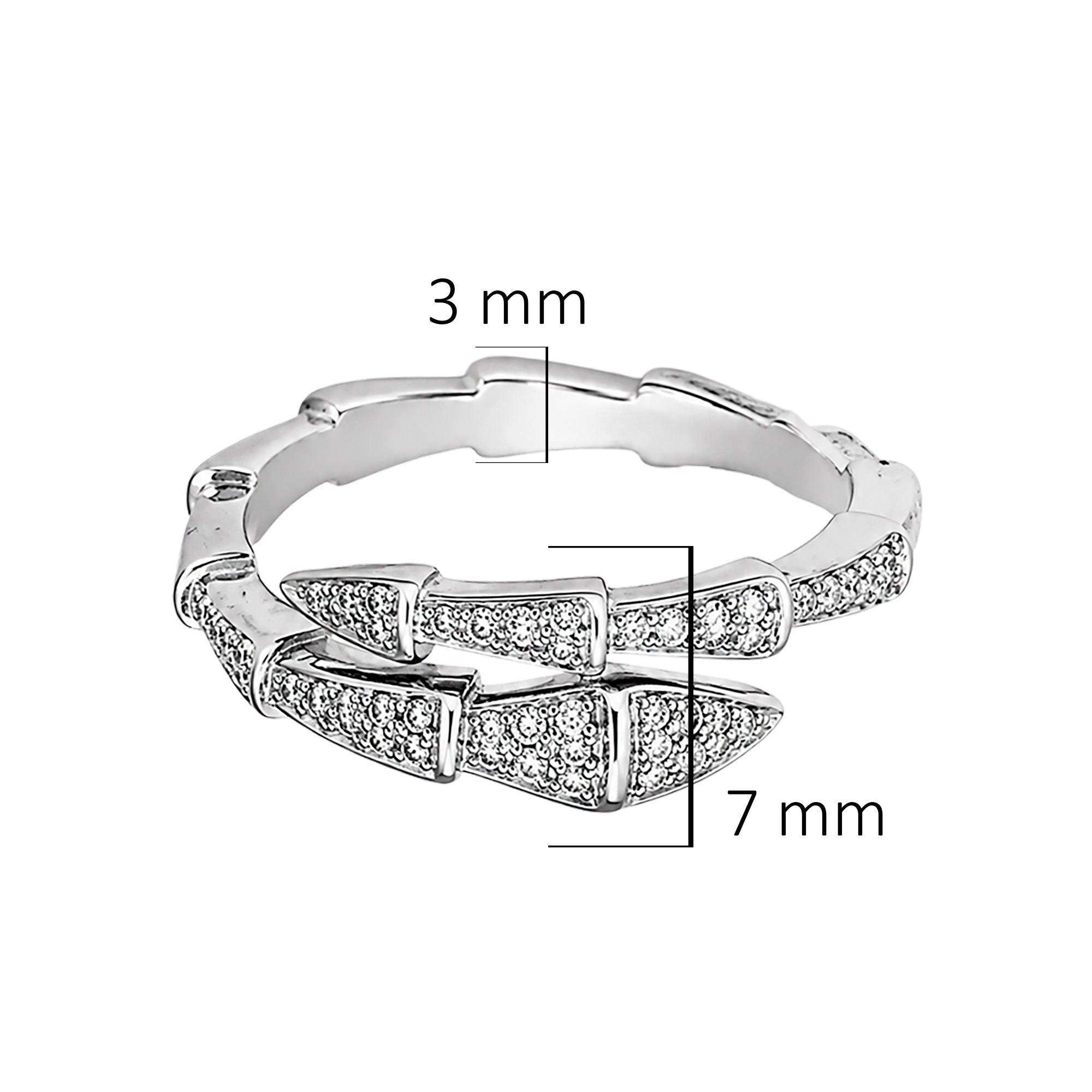Juego Bvlg 1:1 Brazalete y Anillo Serpiente con Circonias Plata .925 con Baño de Rodio