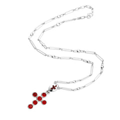 Rosario Cruz con Circonias Rojas, Plata .925