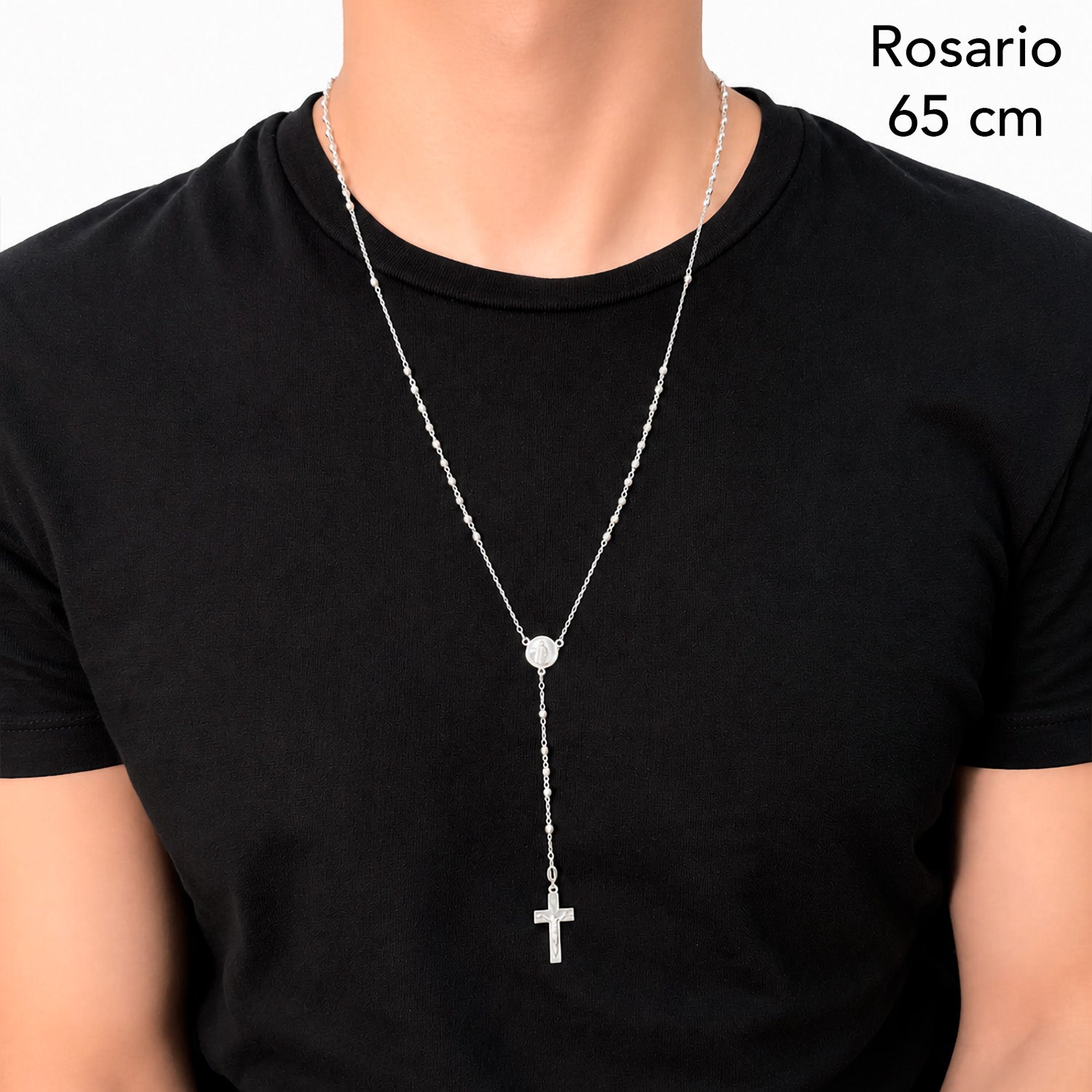 Rosario con Crucifijo Diamantado y Virgen de Guadalupe Plata .925