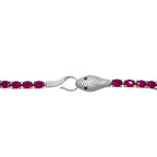 Pulsera Piedras Serpiente con Rubí y Circonias, Plata .925 con Baño de Rodio