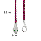 Pulsera Piedras Serpiente con Rubí y Circonias, Plata .925 con Baño de Rodio