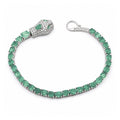 Pulsera Piedras Maxi Serpiente con Esmeraldas y Circonias, Largo 19 cm, Plata .925 con Baño de Rodio