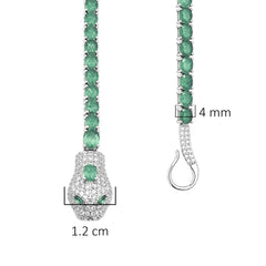 Pulsera Piedras Maxi Serpiente con Esmeraldas y Circonias, Plata .925 con Baño de Rodio