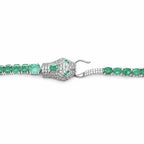 Pulsera Piedras Maxi Serpiente con Esmeraldas y Circonias, Largo 19 cm, Plata .925 con Baño de Rodio