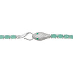 Pulsera Piedras Serpiente con Esmeraldas y Circonias, largo: 19cm Plata .925 con Baño de Rodio