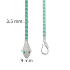 Pulsera Piedras Serpiente con Esmeraldas y Circonias, largo: 19cm Plata .925 con Baño de Rodio