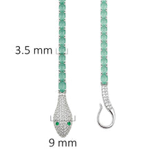 Pulsera Piedras Serpiente con Esmeraldas y Circonias, Plata .925 con Baño de Rodio