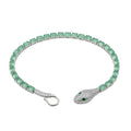 Pulsera Piedras Serpiente con Esmeraldas y Circonias, largo: 19cm Plata .925 con Baño de Rodio
