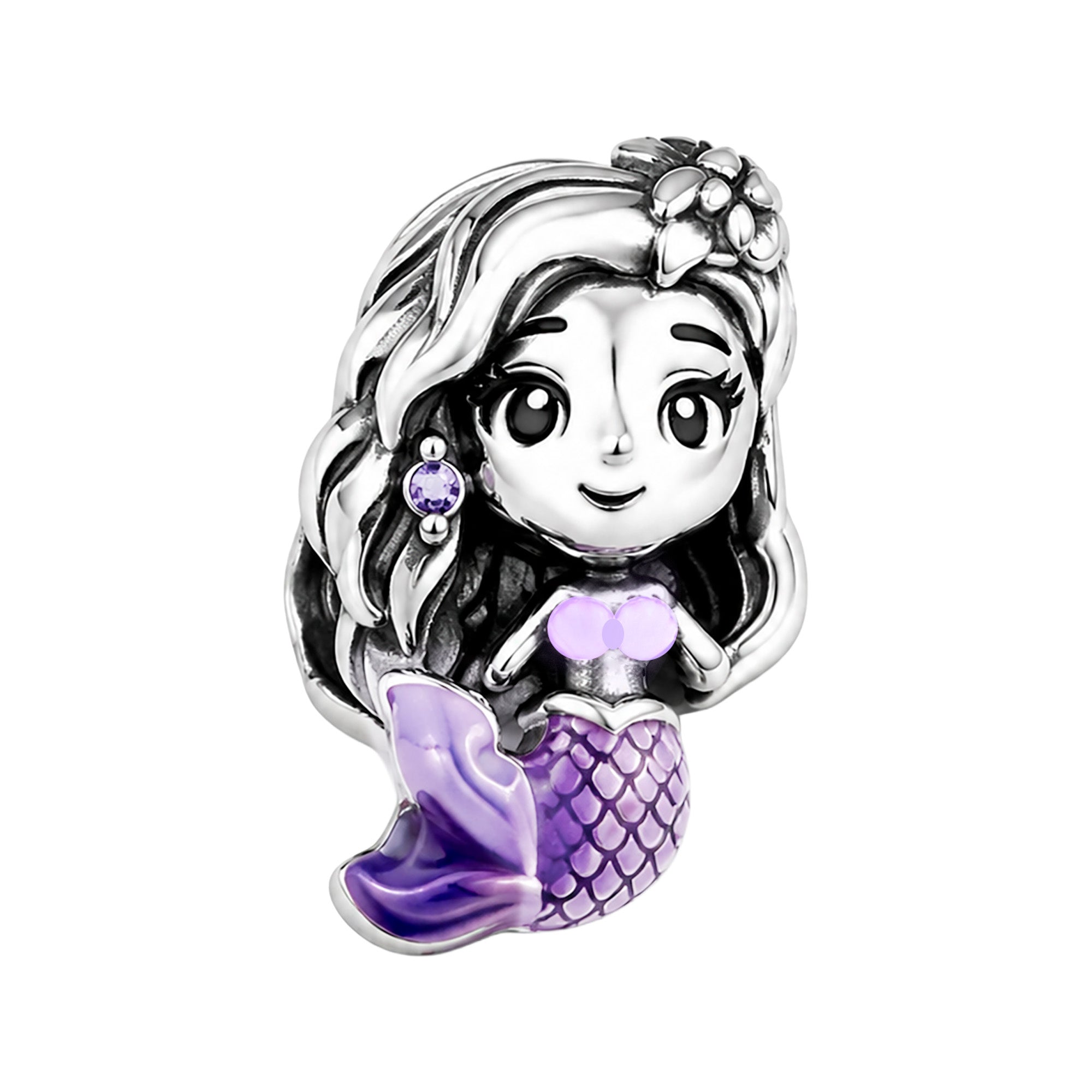 Charm Inspirado Pan 1:1 Princesa La Sirenita, Plata .925