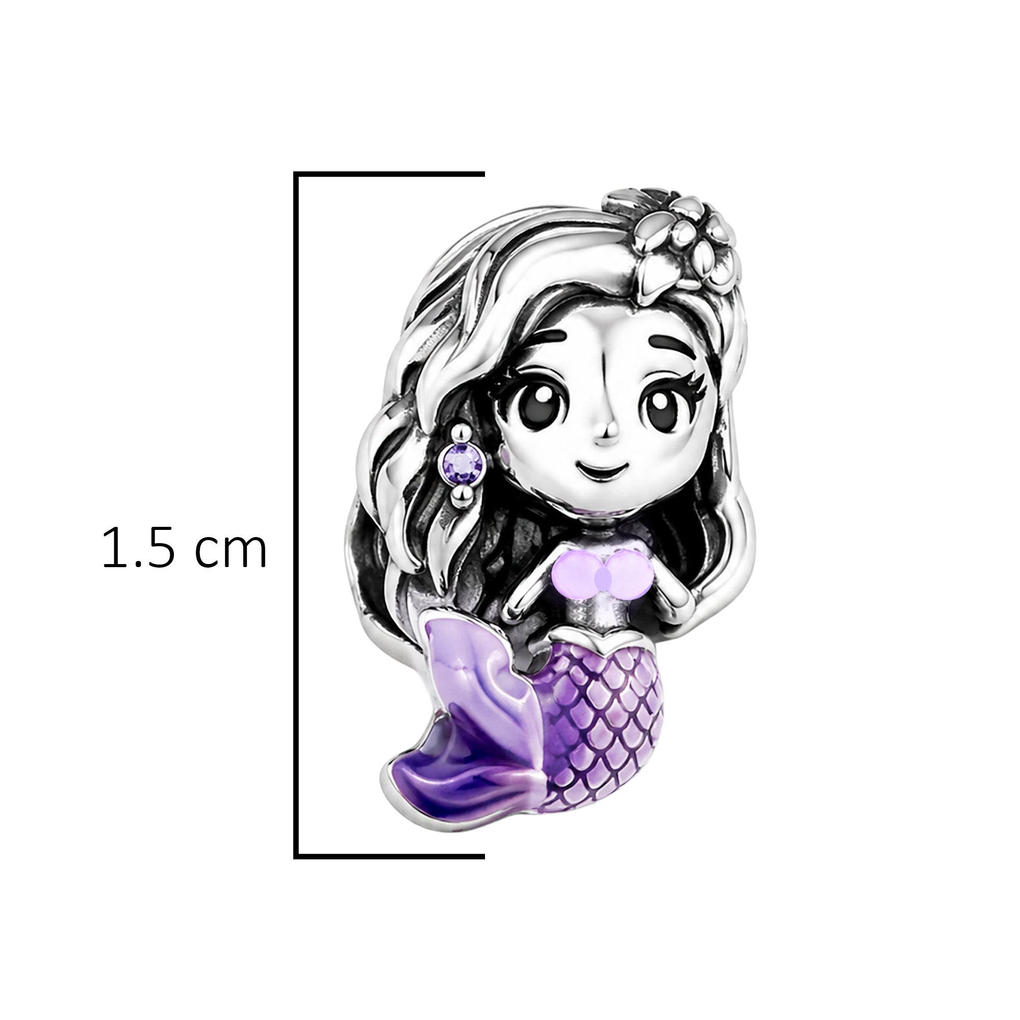 Charm Inspirado Pan 1:1 Princesa La Sirenita, Plata .925