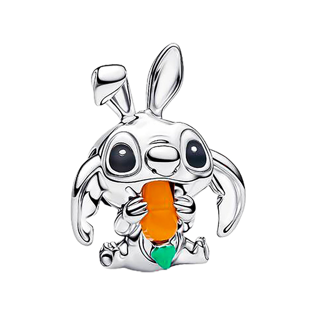 Charm Inspirado Pan 1:1 Stitch con Zanahoria, Plata .925