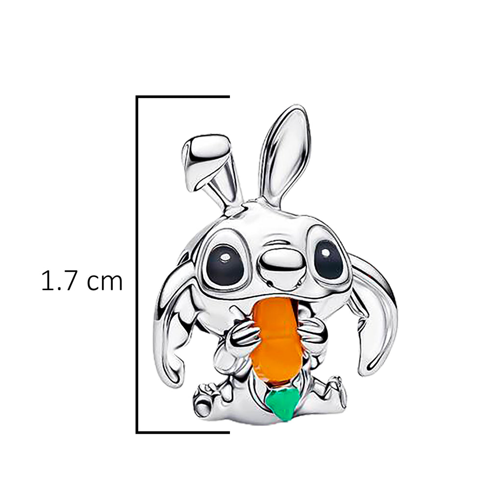 Charm Inspirado Pan 1:1 Stitch con Zanahoria, Plata .925
