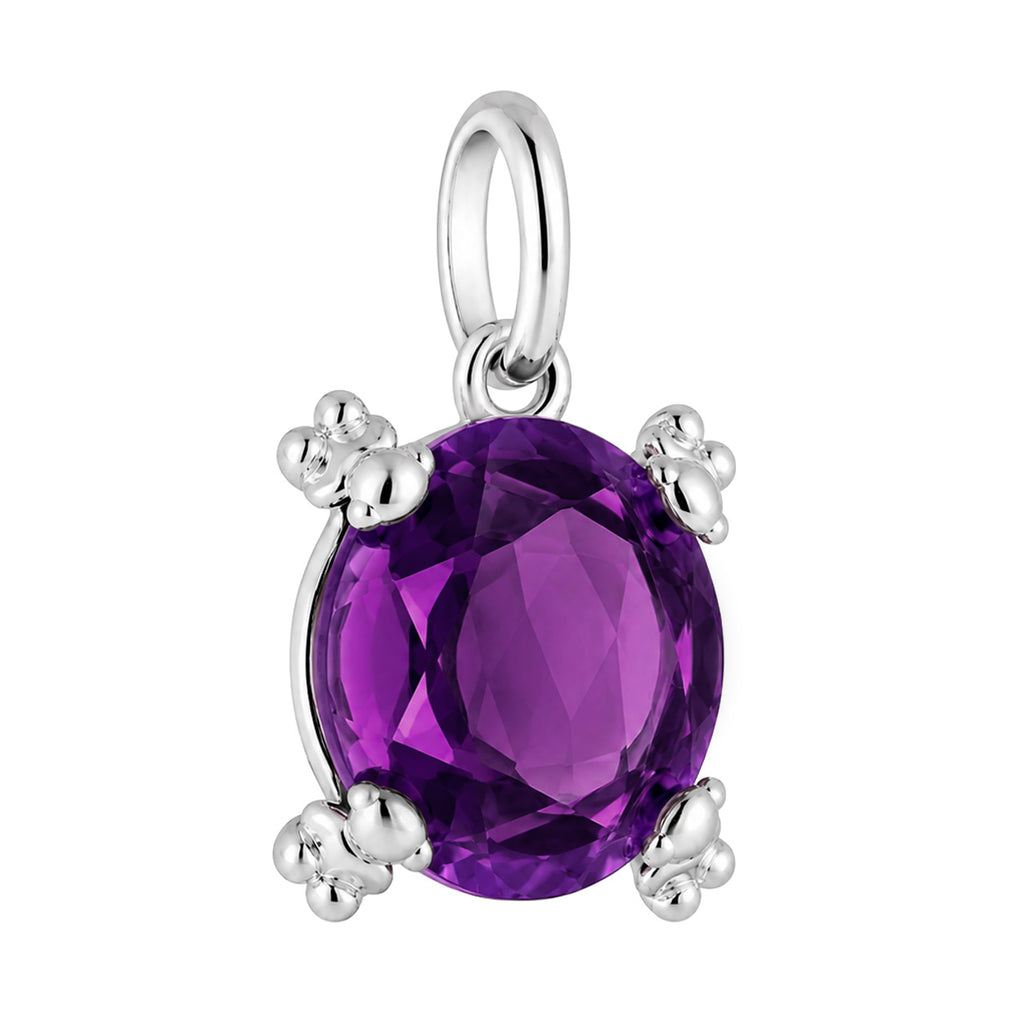 Dije Inspirado Oso 1:1 Circonia Morada Grande con Mini Osos Plata .925 con Baño de Rodio